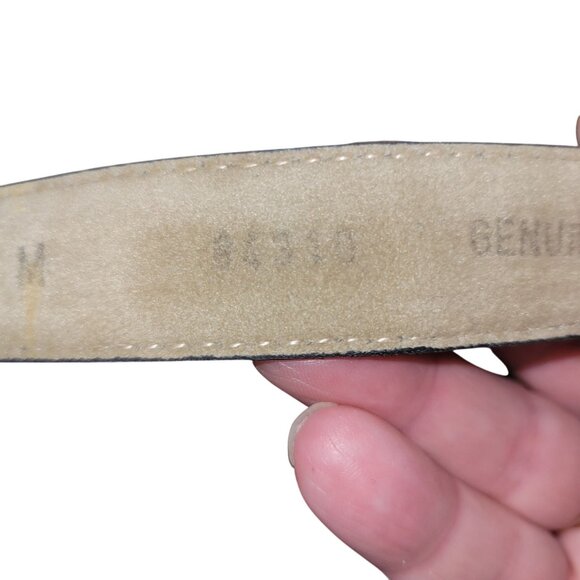 Vintage Genuine Leather Brown Belt Made In Italy Croc Embossed Style With Buckle - Picture 4 of 6